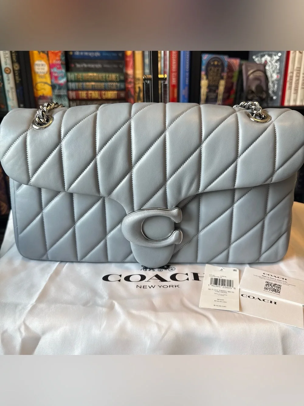 Coach Tabby Shoulder Bag 33 with Quilting in grey blue